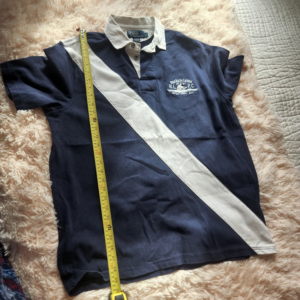 Polo by Ralph Lauren Navy and Cream Diagonal Stripe Shirt